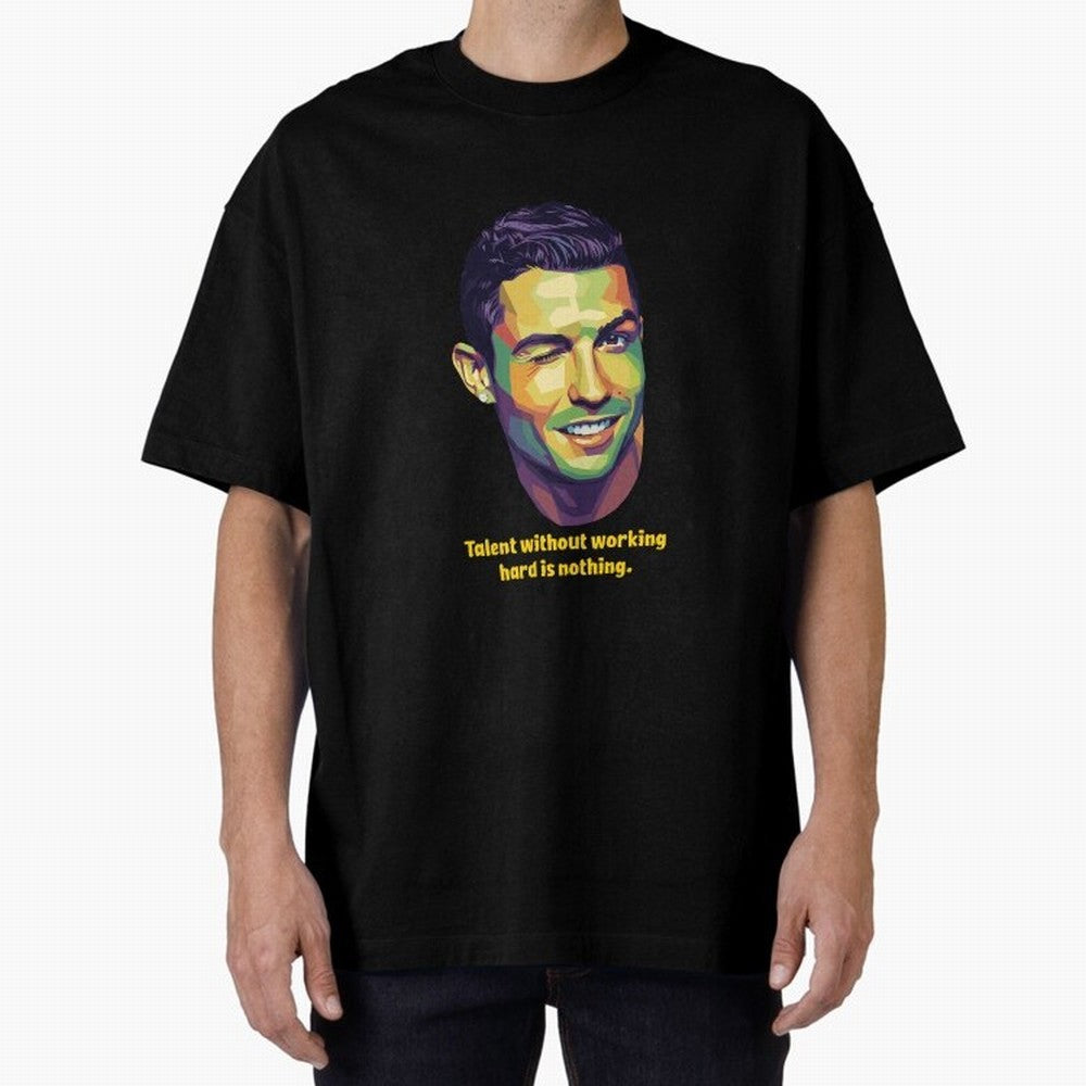 Cristiano Ronaldo Quotes Oversized T-Shirt Celebrate Football Dreams Across the FIFA World Cup 2026 USA Canada Mexico Journey through Mbappe and Neymar Highlights, England and Germany Pride, Football Passion, Legendary Performances, Festival Vibes