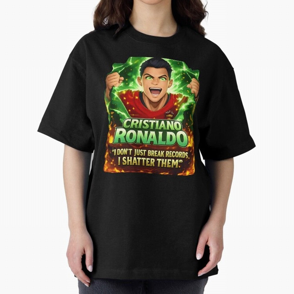Cristiano Ronaldo Power Art Poster ¨C Legendary Football Motivation Design Oversized T-Shirt Show Support during FIFA World Cup 2026 for Fans of Cristiano Ronaldo and England, France and Netherlands, Bringing Football Passion, Legendary