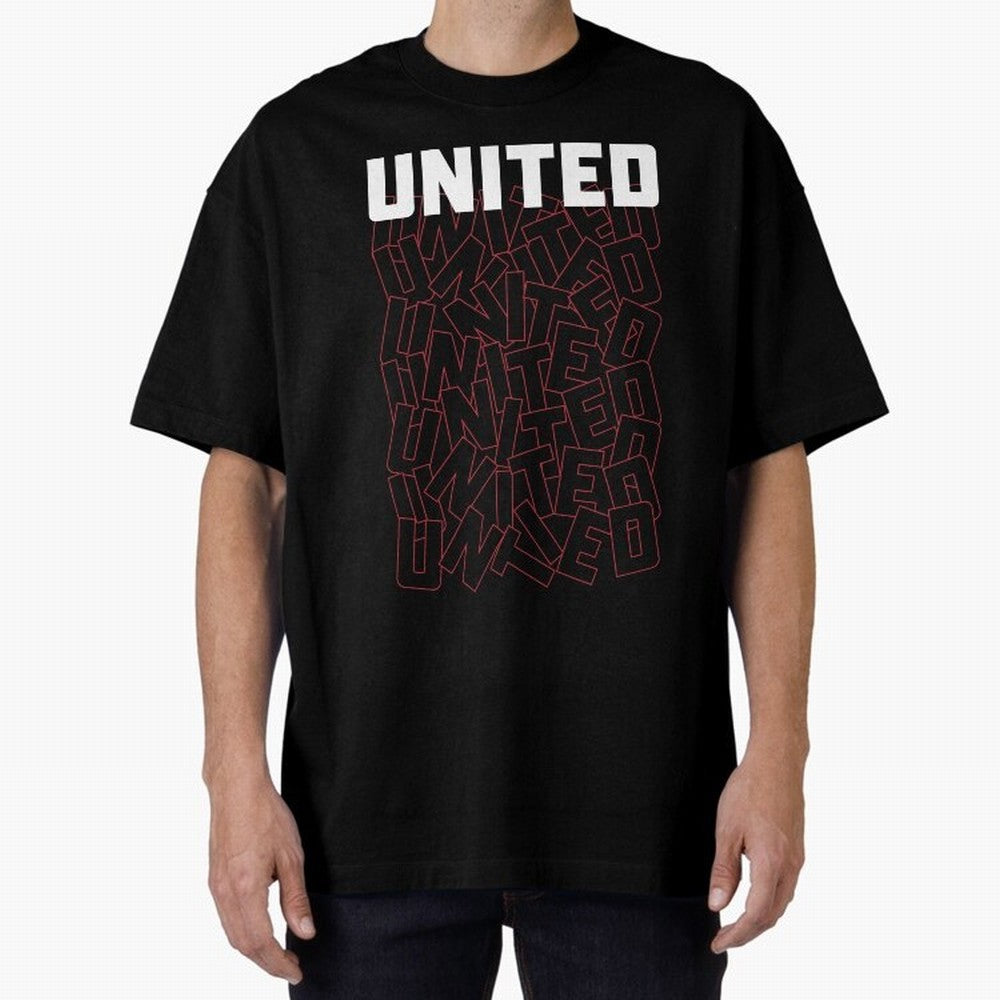 Manchester United Oversized T-Shirt Show Match Day Excitement for FIFA World Cup 2026 Group Stage Capturing Messi, Neymar and Mbappe, Brazil Energy, Retro Football Energy, Iconic Rivalries, Trophy Chase Drama and Stadium Atmosphere; Ideal for Fans