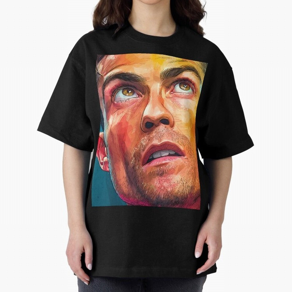 Cristiano Ronaldo Football Soccer Player Intense Color Portrait Oversized T-Shirt Fuel FIFA World Cup 2026 USA Canada Mexico Spirit, Centered on Spain, Neymar, Vintage Soccer Flavor, Modern Football Stars, National Flags and Final Night Emotion;