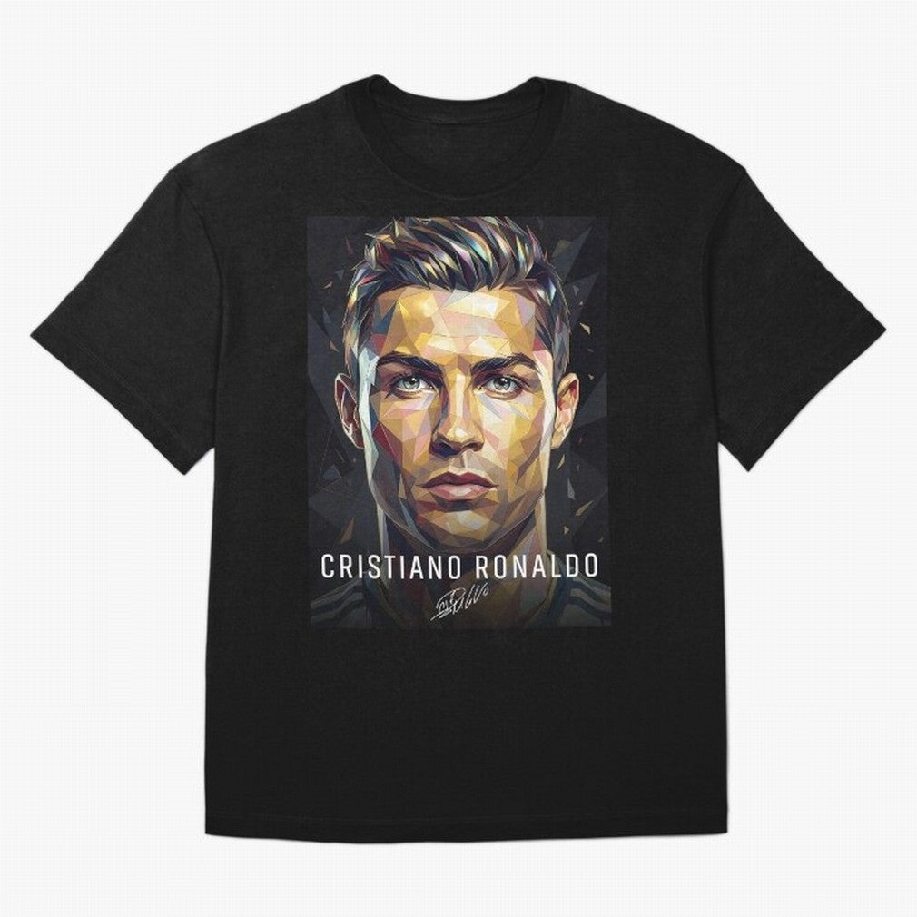 Cristiano Ronaldo Geometric Low Poly Soccer Legend Oversized T-Shirt Relive Legendary Nights from Match Day Hype around FIFA World Cup 2026 Group Stage, Neymar, Argentina, France and Brazil, Fan Favorite Moments, National Team Passion, Big Match