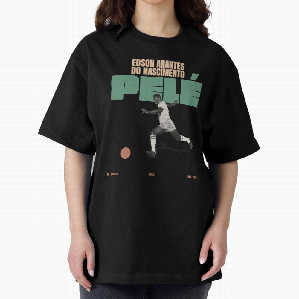 Pele Minimalist Oversized T-Shirt Enjoy the Biggest Football Party of Match Day Hype around FIFA World Cup 2026 USA Canada Mexico, Neymar, Haaland and Cristiano Ronaldo, England, France and Netherlands, Classic Soccer Heritage, Championship