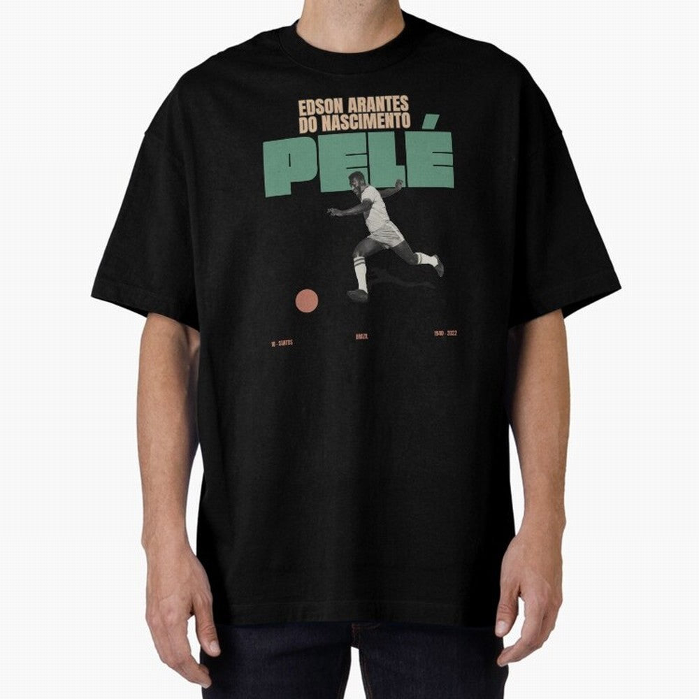 Pele Minimalist Oversized T-Shirt Enjoy the Biggest Football Party of Match Day Hype around FIFA World Cup 2026 USA Canada Mexico, Neymar, Haaland and Cristiano Ronaldo, England, France and Netherlands, Classic Soccer Heritage, Championship