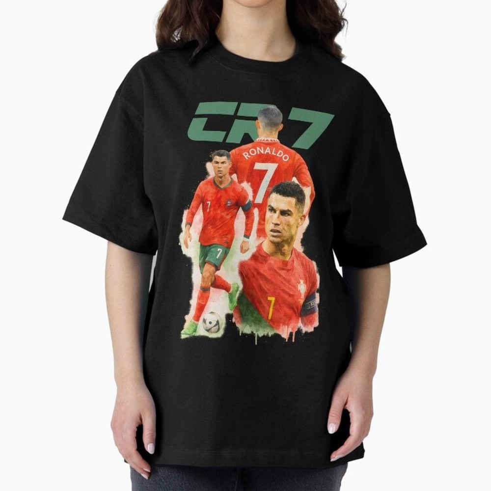 CR7 Cristiano Ronaldo illustration watercolour Oversized T-Shirt Build FIFA World Cup 2026 Group Stage Spirit, Made for Netherlands, Messi, Soccer Culture, Superstar Moments, National Team Dreams and Competitive Fire; Perfect for People Who Love