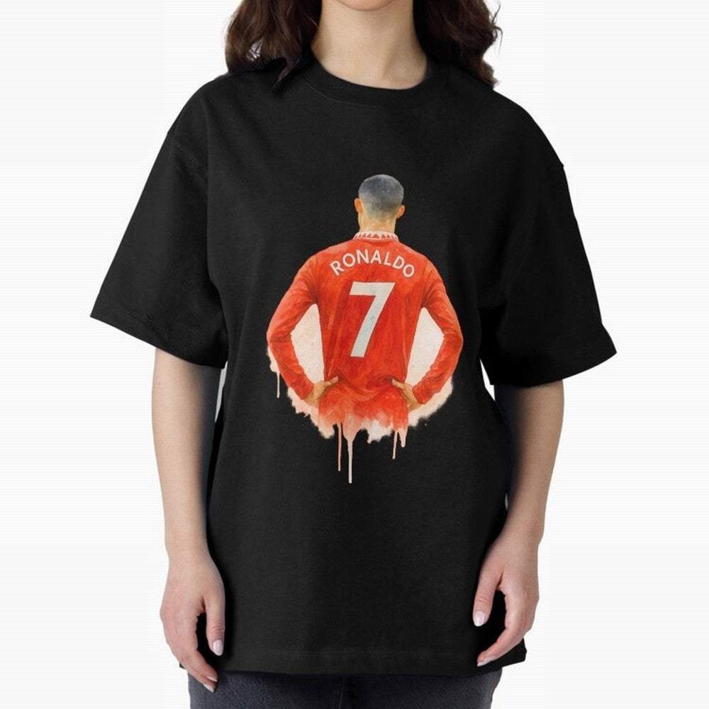 CR7 Cristiano Ronaldo potrait art a powerful moment artwork Oversized T-Shirt Show Match Day Excitement for Match Day Hype around FIFA World Cup 2026 Group Stage, Haaland and Mbappe, France, Supporter Pride, Iconic Celebrations, Legendary Names and