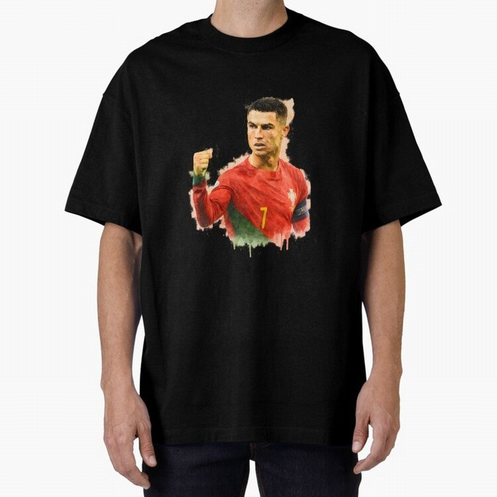 CR7 Cristiano Ronaldo potrait a powerful moment artwork Oversized T-Shirt Relive Match Day Hype around FIFA World Cup 2026, Cristiano Ronaldo, Argentina, France and Brazil, Stadium Memories, Football Loyalty, International Chants and Championship