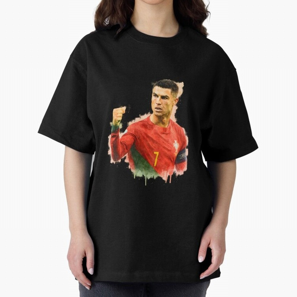 CR7 Cristiano Ronaldo potrait a powerful moment artwork Oversized T-Shirt Relive Match Day Hype around FIFA World Cup 2026, Cristiano Ronaldo, Argentina, France and Brazil, Stadium Memories, Football Loyalty, International Chants and Championship