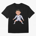 Cristiano Ronaldo Cartoon Oversized T-Shirt Capture FIFA World Cup 2026 USA Canada Mexico Spirit, Filled with France and Portugal, Messi and Cristiano Ronaldo, Fan Favorite Moments, National Team Passion, Big Match Drama and Soccer History; Great
