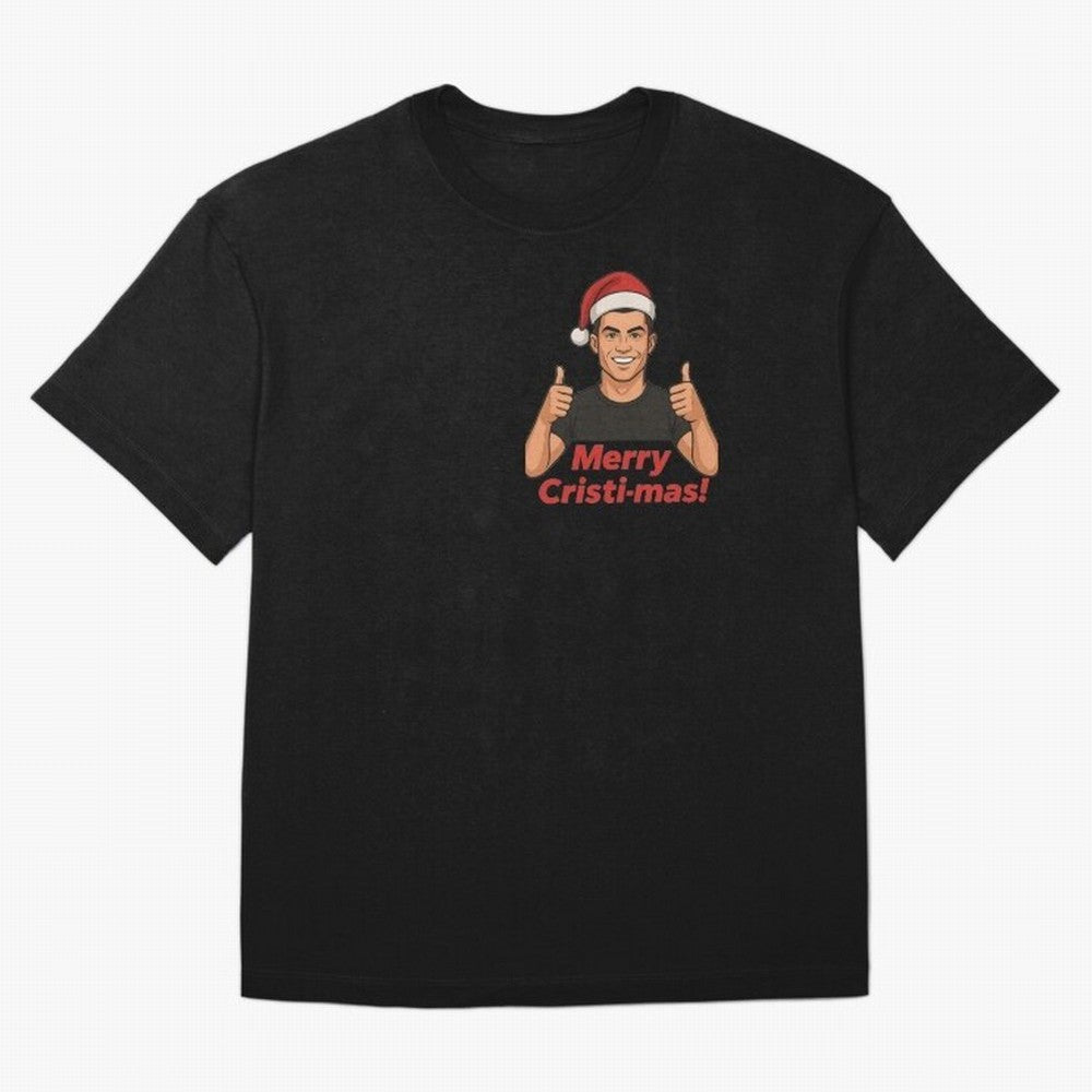 Merry Cristi-mas! CR7 Xmas holiday cheer Oversized T-Shirt Celebrate Unforgettable Nights in Global Football Passion for FIFA World Cup 2026, Capturing Neymar, Haaland and Cristiano Ronaldo, Spain and Netherlands, Football Festival Excitement,