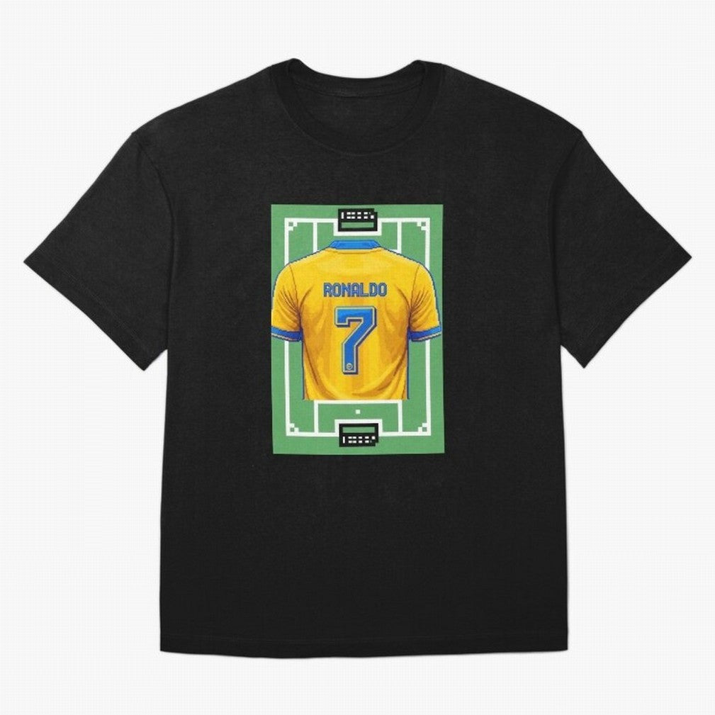 Cristiano Ronaldo Al-Nassr 8-Bit Soccer Football Oversized T-Shirt Bring Match Day Fire to the FIFA World Cup 2026 Journey through Mbappe and Neymar Highlights, Argentina, France and Brazil Pride, Stadium Memories, Football Loyalty, International
