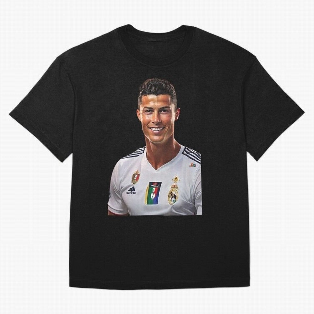 smiling Cristiano Ronaldo Oversized T-Shirt Bring Retro Soccer Energy to FIFA World Cup 2026 Spirit, Filled with England, Messi, Stadium Chants, National Pride, Trophy Dreams and Unforgettable Football Memories; Created for Match Day Parties,
