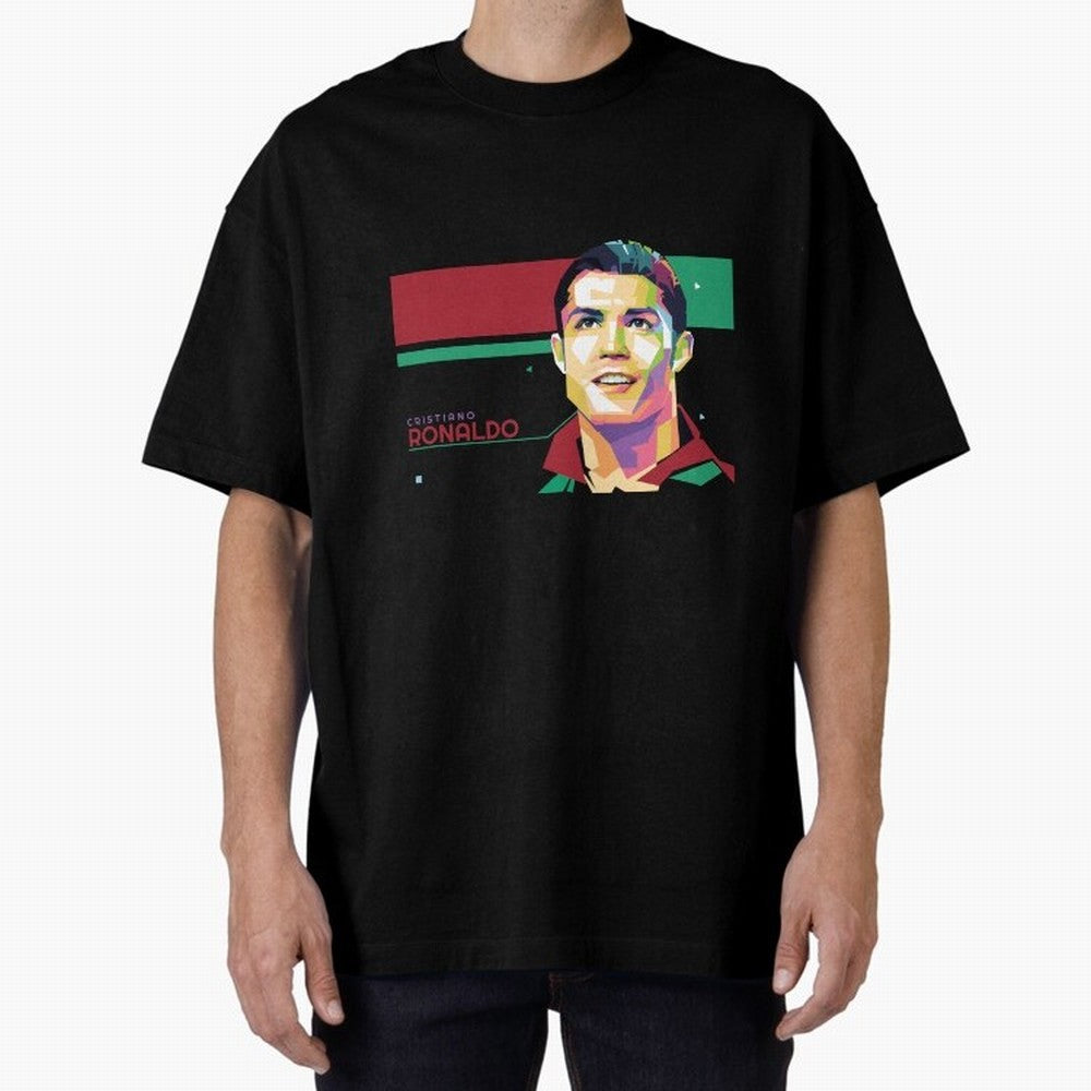 Cristiano Ronaldo ¨C Legendary Football Star & GOAT Artwork Oversized T-Shirt Bring a Vintage Feel to FIFA World Cup 2026 Group Stage Spirit, Made for France and Portugal, Cristiano Ronaldo, Stadium Memories, Football Loyalty, International Chants