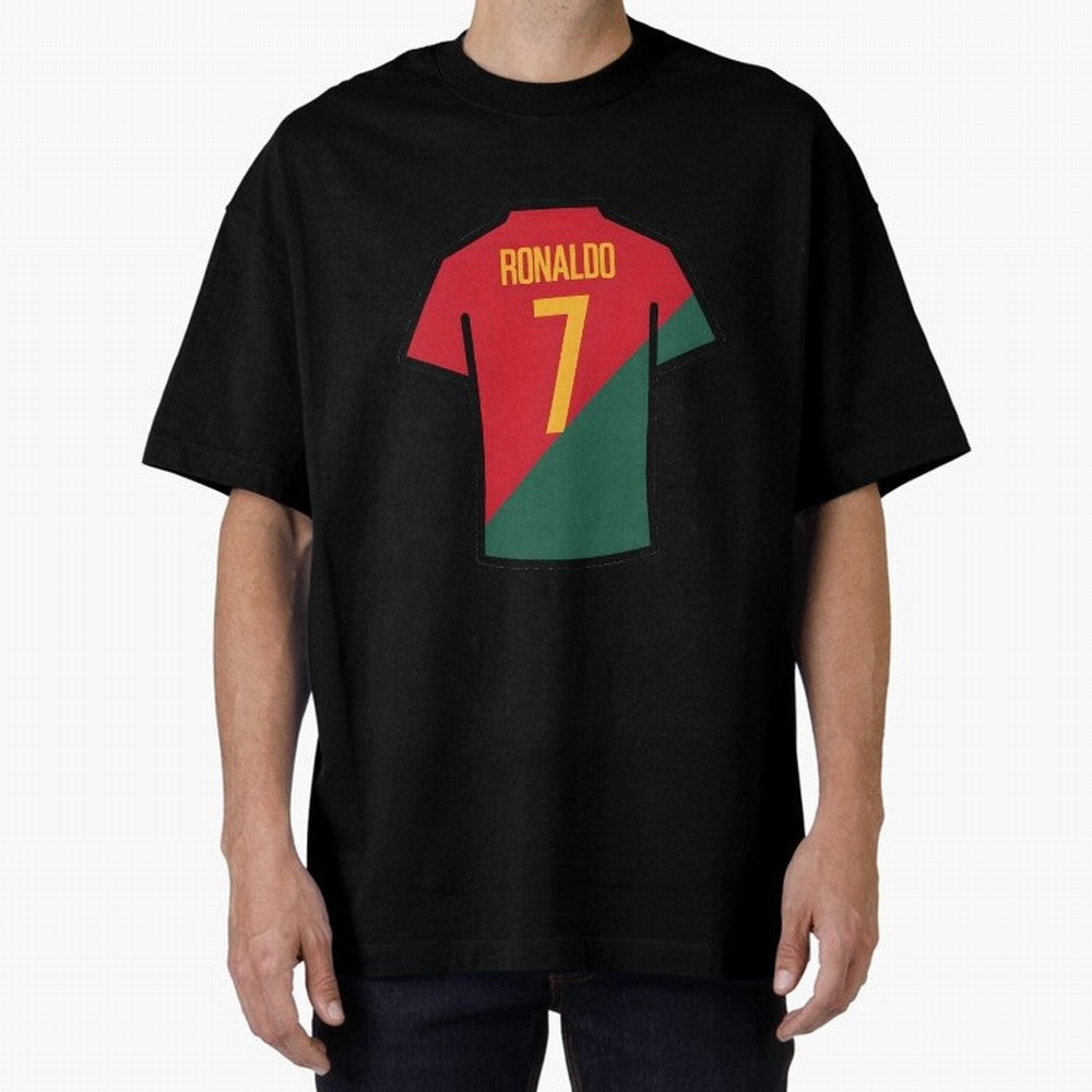 Ronaldo Portugal Jersey Oversized T-Shirt Celebrate the Biggest Stage of FIFA World Cup 2026 for Fans of Cristiano Ronaldo and Germany, Bringing Vintage Soccer Flavor, Modern Football Stars, National Flags and Final Night Emotion; Made for Die Hard
