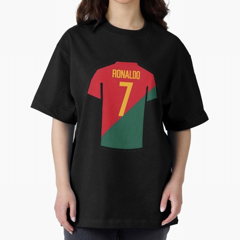 Ronaldo Portugal Jersey Oversized T-Shirt Celebrate the Biggest Stage of FIFA World Cup 2026 for Fans of Cristiano Ronaldo and Germany, Bringing Vintage Soccer Flavor, Modern Football Stars, National Flags and Final Night Emotion; Made for Die Hard