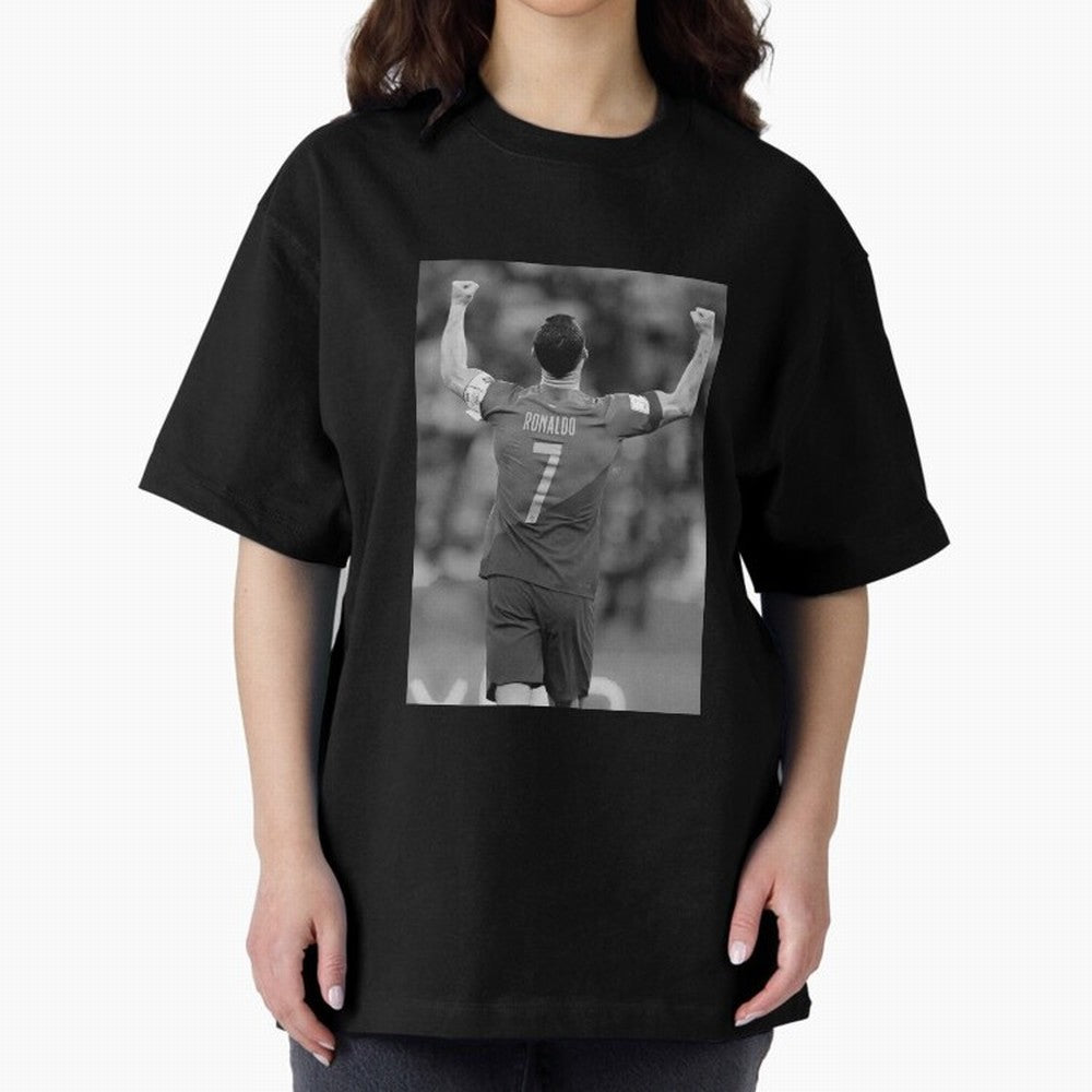 Cristiano Ronaldo Oversized T-Shirt Feel the Roar of Global Football Passion for FIFA World Cup 2026, with Neymar, Haaland and Cristiano Ronaldo, Spain, Championship Spirit, Famous Goals, Roaring Crowds and International Football Unity; Great for