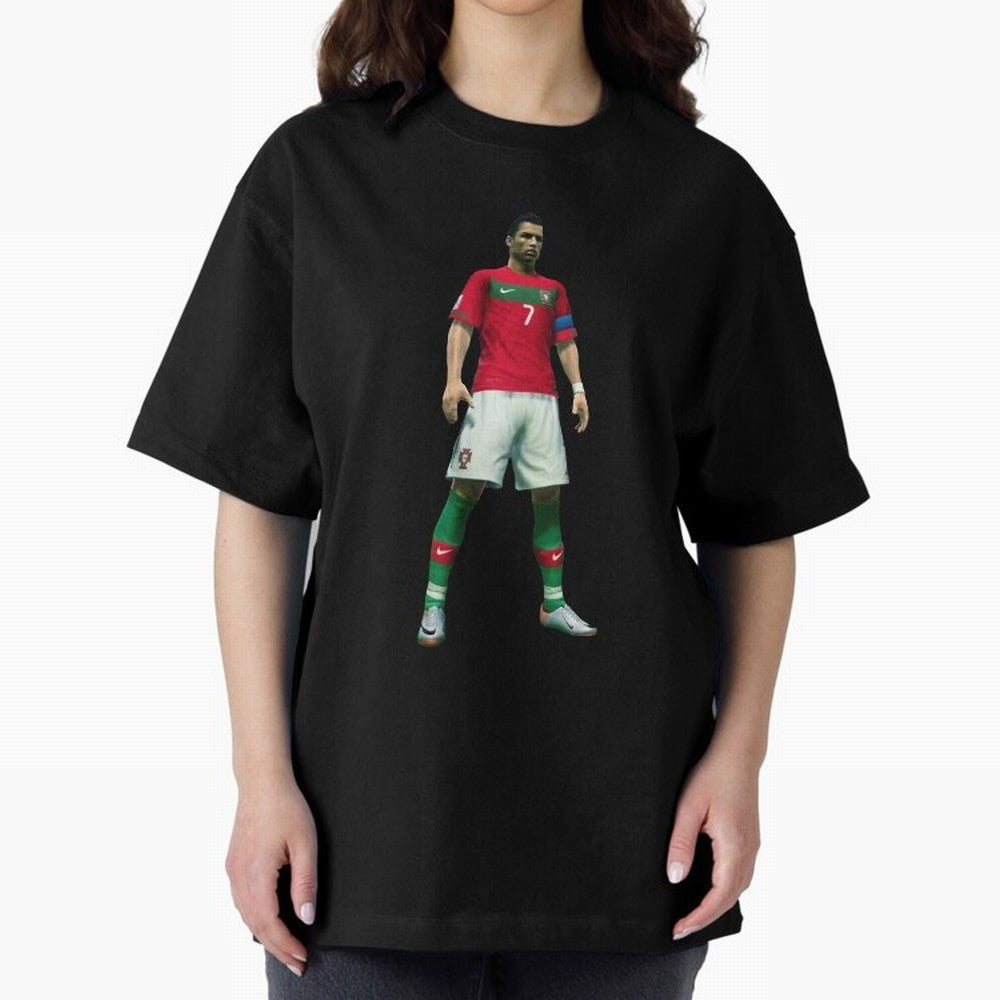 CR7 PES Oversized T-Shirt Carry the Dream of FIFA World Cup 2026 Spirit, Capturing Spain, Messi, Sports Nostalgia, International Competition, Famous Players and Unforgettable Victories; Created for Match Day Parties, Soccer Gifts, Fan Photos,