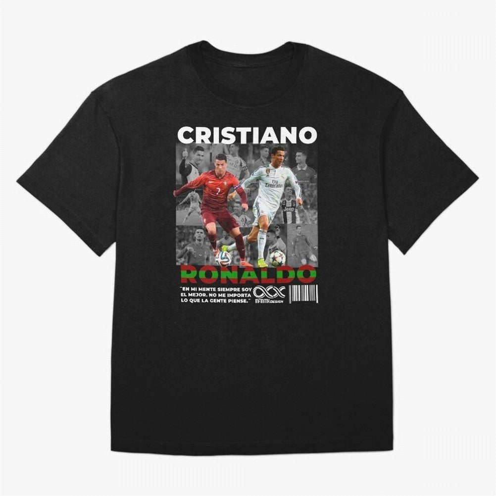 Cristiano Ronaldo Collage Oversized T-Shirt Discover Match Day Hype around FIFA World Cup 2026 USA Canada Mexico, CR7 and Messi, Argentina and Brazil, Retro Football Energy, Iconic Rivalries, Trophy Chase Drama and Stadium Atmosphere; Ideal for