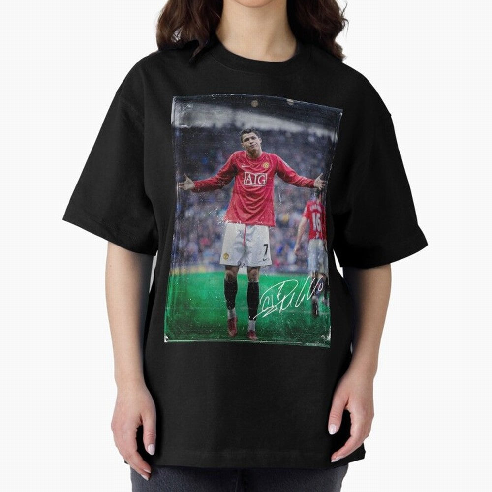 Cristiano Ronaldo Oversized T-Shirt Capture FIFA World Cup 2026 USA Canada Mexico for Fans of Neymar, Haaland and Cristiano Ronaldo and France, Bringing Championship Spirit, Famous Goals, Roaring Crowds and International Football Unity; Made for