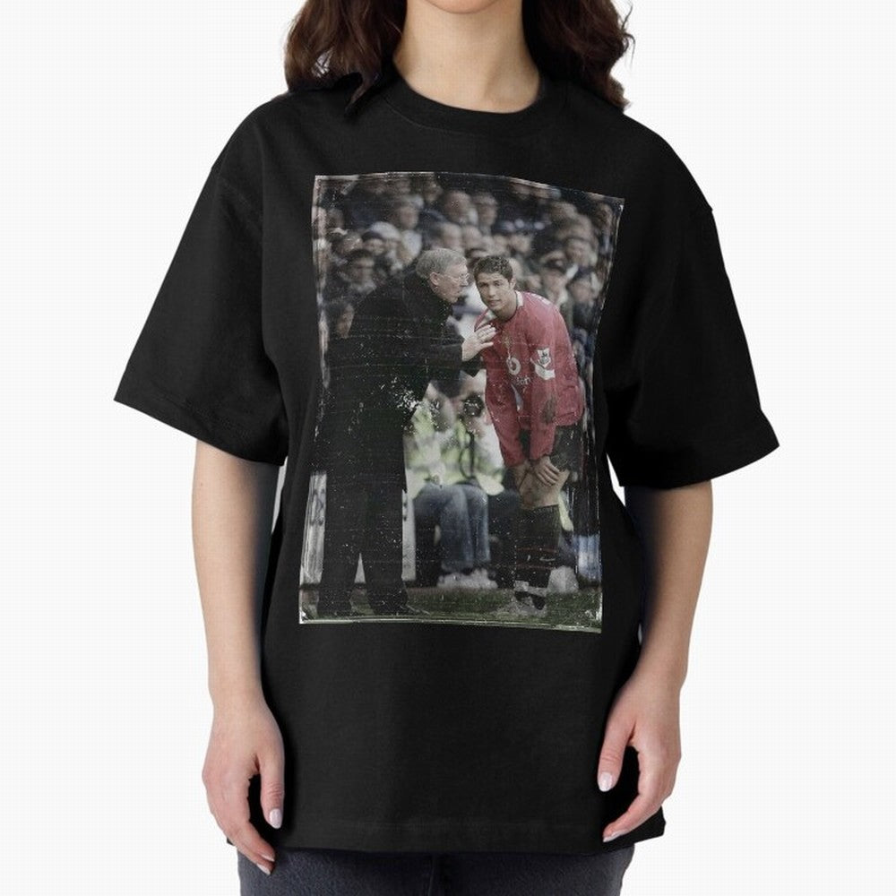 Sir Alex Ferguson and Cristiano Ronaldo Oversized T-Shirt Support FIFA World Cup 2026 Group Stage Highlighting Haaland, Brazil Energy, Game Day Rituals, Football Legends, Country Pride and the Road to the Final; Ideal for Fans Who Follow Messi,