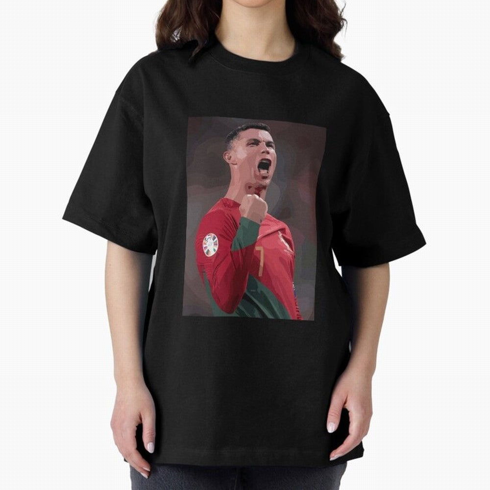 Cristiano Ronaldo Oversized T-Shirt Represent FIFA World Cup 2026 Group Stage Celebrating CR7, France and Portugal Energy, Soccer Culture, Superstar Moments, National Team Dreams and Competitive Fire; Great for Watch Parties, Sports Bars, Family