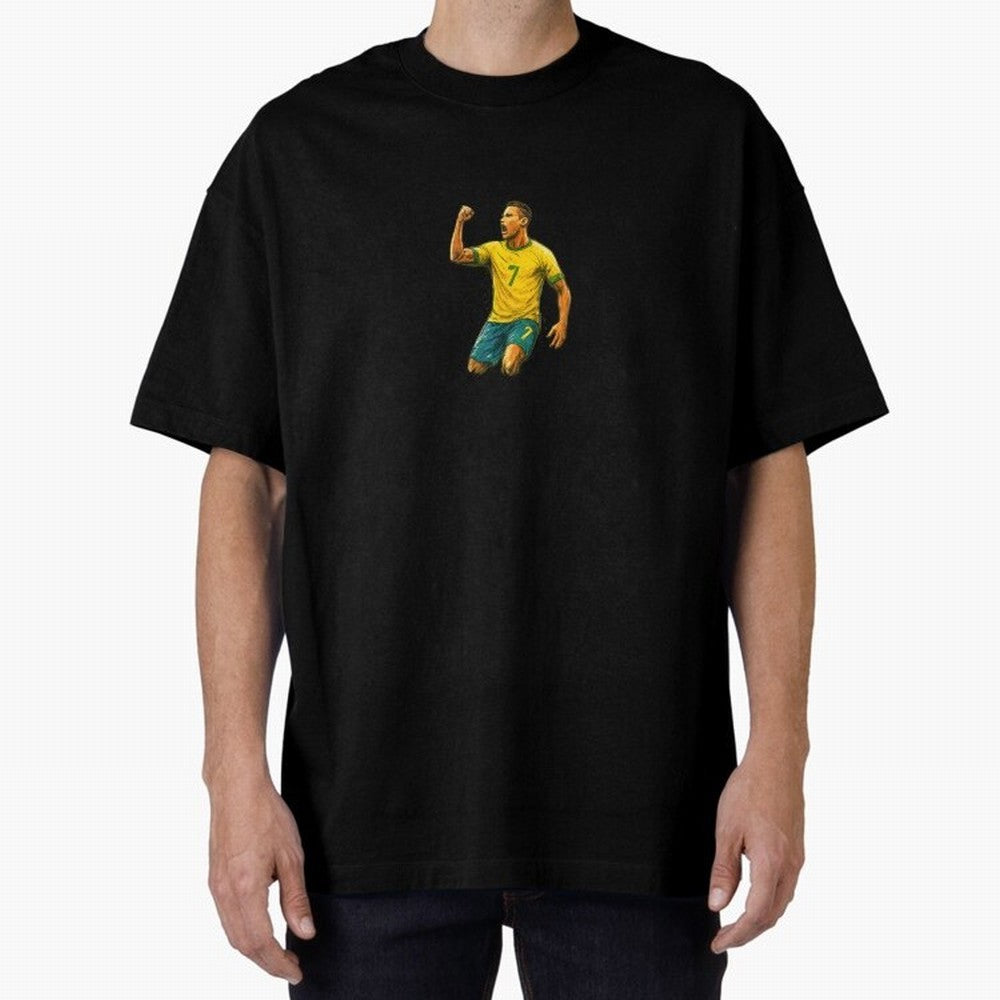 Energetic Soccer Celebration ¨C Number 7 Sketch Art Oversized T-Shirt Keep the Match Day Mood of FIFA World Cup 2026 Group Stage for Fans of Messi and England, France and Netherlands, Bringing Tournament Hype, Historic Matchups, Family Viewing