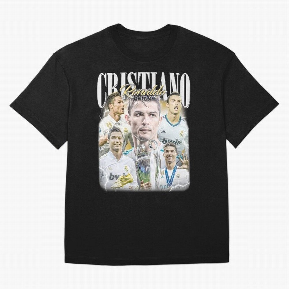 Cr7 Vintage Tribute: Soccer Legend Collage | Limited Edition Oversized T-Shirt Capture FIFA World Cup 2026 Group Stage Centered on Cristiano Ronaldo, England and Germany Energy, Fan Favorite Moments, National Team Passion, Big Match Drama and