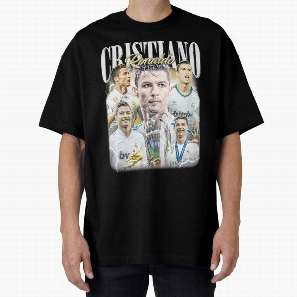 Cr7 Vintage Tribute: Soccer Legend Collage | Limited Edition Oversized T-Shirt Capture FIFA World Cup 2026 Group Stage Centered on Cristiano Ronaldo, England and Germany Energy, Fan Favorite Moments, National Team Passion, Big Match Drama and
