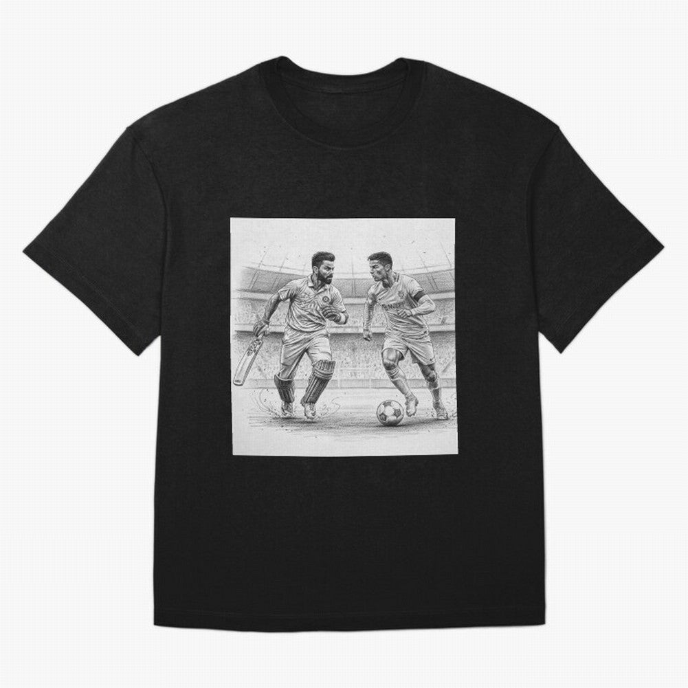 Virat Kohli and Cristiano Ronaldo Oversized T-Shirt Carry FIFA World Cup 2026 Group Stage Featuring Neymar, Haaland and Cristiano Ronaldo, Argentina Energy, Football History, Final Match Energy, Crowd Noise and Once in a Lifetime Moments; Great for