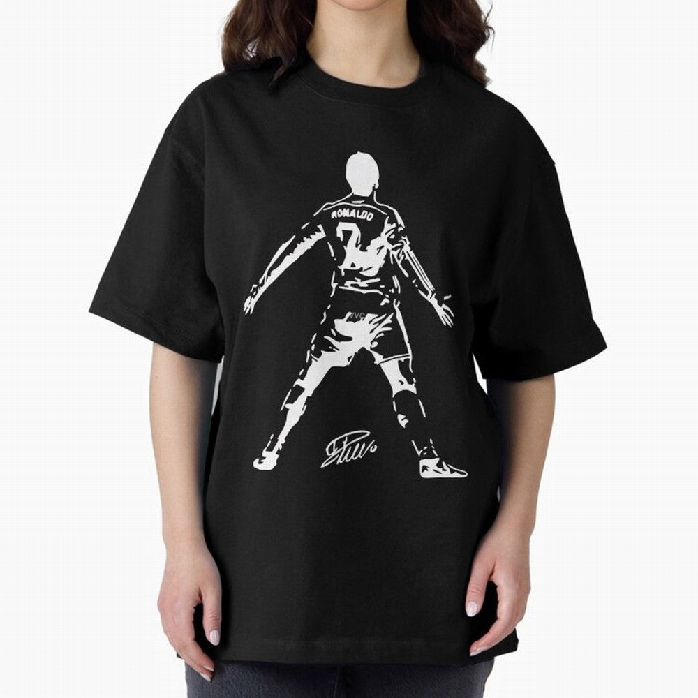 Retro Football Player Celebration Silhouette Artwork For Men And Gift For Soccer Fans Oversized T-Shirt Cheer through Every Moment of Global Football Passion for FIFA World Cup 2026 Group Stage, Built around CR7, England, Championship Spirit,