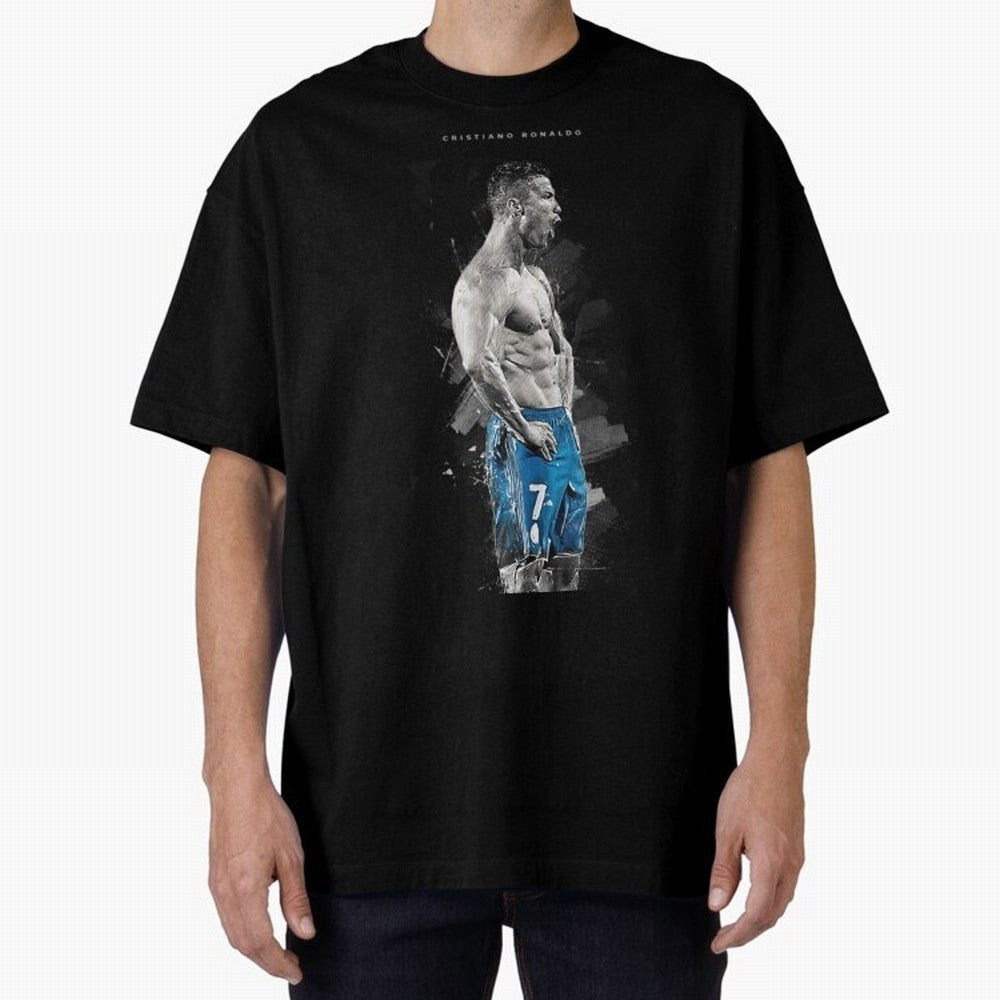 Abstract Football Player Celebration Artwork For Men And Gift For Soccer Fans Oversized T-Shirt Join Supporters Worldwide for FIFA World Cup 2026 USA Canada Mexico Inspired by Neymar, Haaland and Cristiano Ronaldo, Brazil Energy, Football Festival
