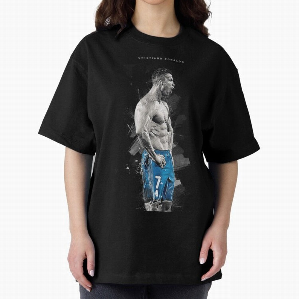 Abstract Football Player Celebration Artwork For Men And Gift For Soccer Fans Oversized T-Shirt Join Supporters Worldwide for FIFA World Cup 2026 USA Canada Mexico Inspired by Neymar, Haaland and Cristiano Ronaldo, Brazil Energy, Football Festival