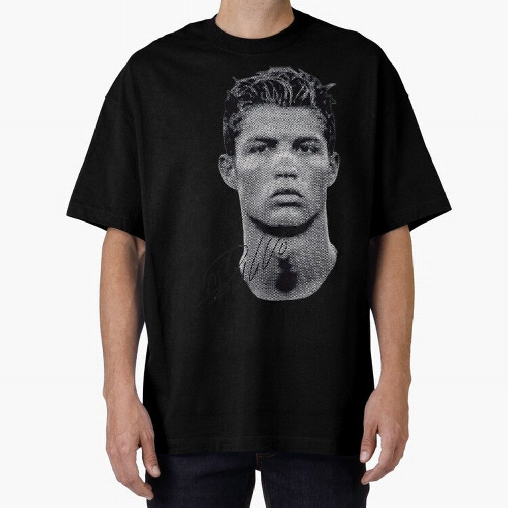 Retro Football Legend Portrait Illustration For Men And Gift For Soccer Fans Oversized T-Shirt Carry the Colors and Pride of the FIFA World Cup 2026 USA Canada Mexico Journey through Neymar, Haaland and Cristiano Ronaldo Highlights, England and