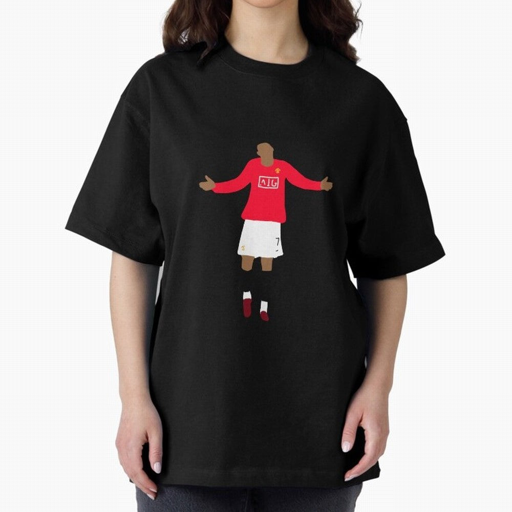 Cristiano Ronaldo Goal Celebration Illustration Oversized T-Shirt Bring Home Global Football Passion for FIFA World Cup 2026 USA Canada Mexico, Featuring CR7 and Messi, Brazil, Classic Soccer Heritage, Championship Pressure, Fan Loyalty and