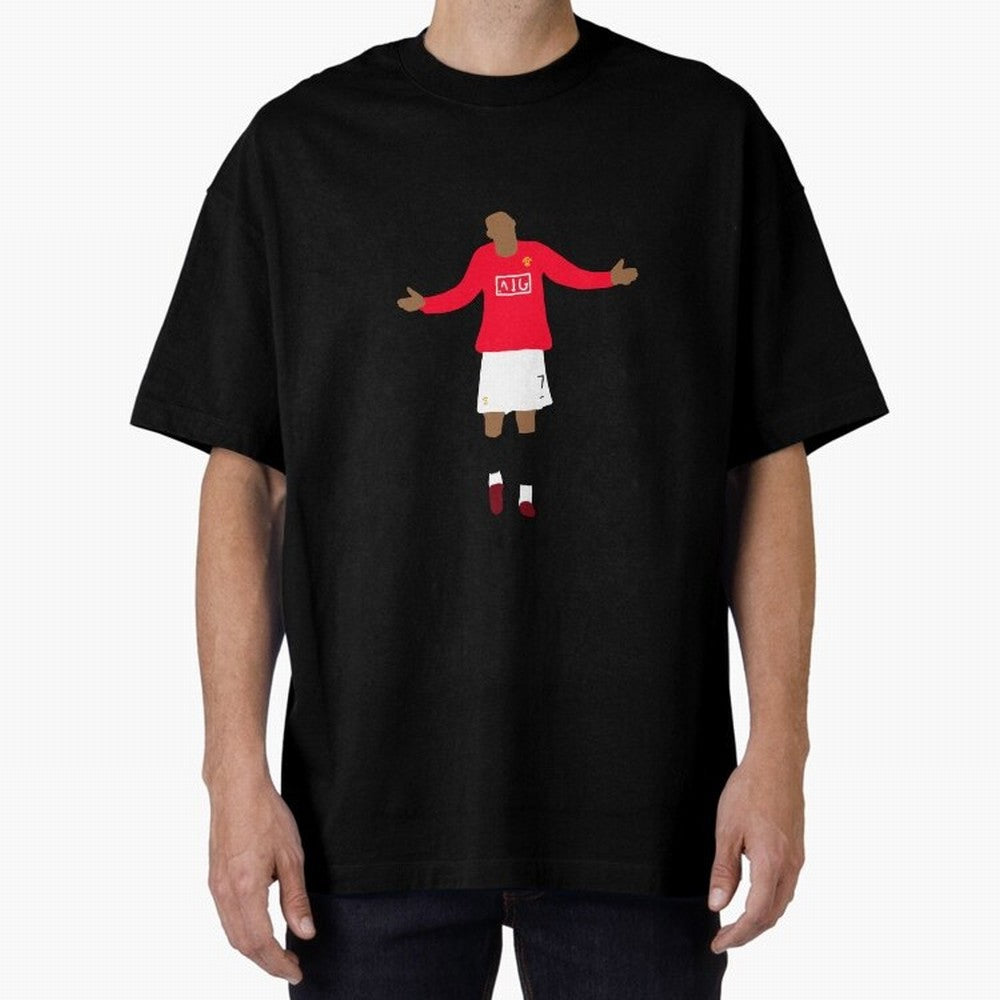 Cristiano Ronaldo Goal Celebration Illustration Oversized T-Shirt Bring Home Global Football Passion for FIFA World Cup 2026 USA Canada Mexico, Featuring CR7 and Messi, Brazil, Classic Soccer Heritage, Championship Pressure, Fan Loyalty and