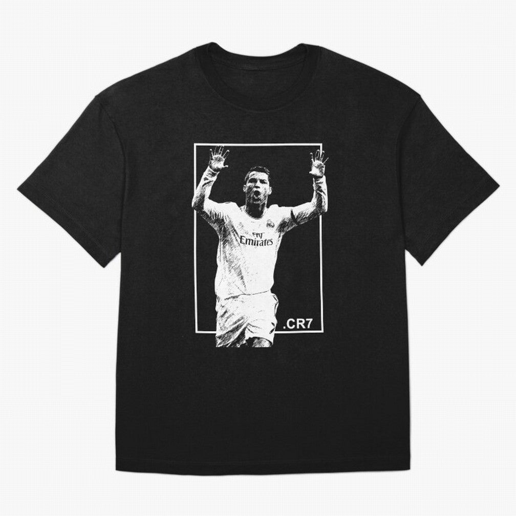 Cristiano Ronaldo CR7 in Black and White Design Oversized T-Shirt Feel the Trophy Chase of Match Day Hype around FIFA World Cup 2026, Neymar, Haaland and Cristiano Ronaldo, Brazil, Goal Celebration Energy, Supporter Heritage, Football Icons and