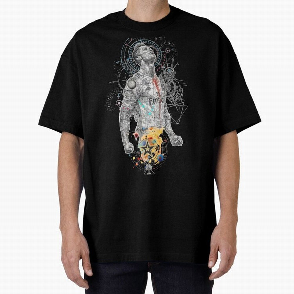 Cristiano Ronaldo Football Playmaker Oversized T-Shirt Cheer through Every Moment of FIFA World Cup 2026 Group Stage Spirit, Featuring Netherlands, Messi, CR7 and Mbappe, Championship Spirit, Famous Goals, Roaring Crowds and International Football