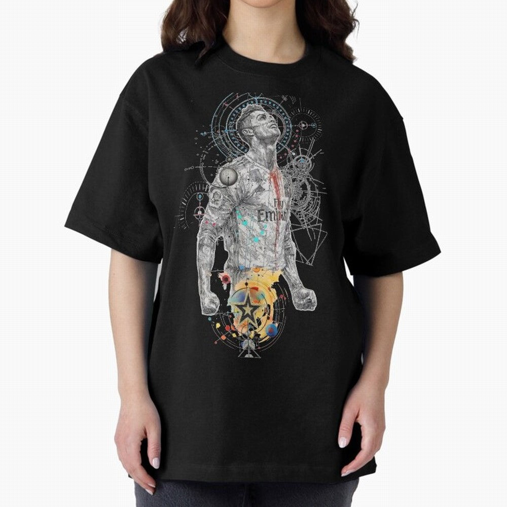 Cristiano Ronaldo Football Playmaker Oversized T-Shirt Cheer through Every Moment of FIFA World Cup 2026 Group Stage Spirit, Featuring Netherlands, Messi, CR7 and Mbappe, Championship Spirit, Famous Goals, Roaring Crowds and International Football