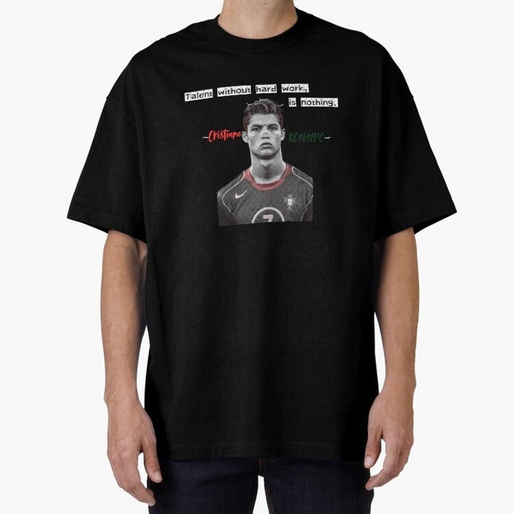 Cristiano Ronaldo - Dedication | NextLevel Motivation Oversized T-Shirt Keep Football History Alive during Global Football Passion for FIFA World Cup 2026 Group Stage, Built around Messi, Neymar and Mbappe, Netherlands, Supporter Pride, Iconic