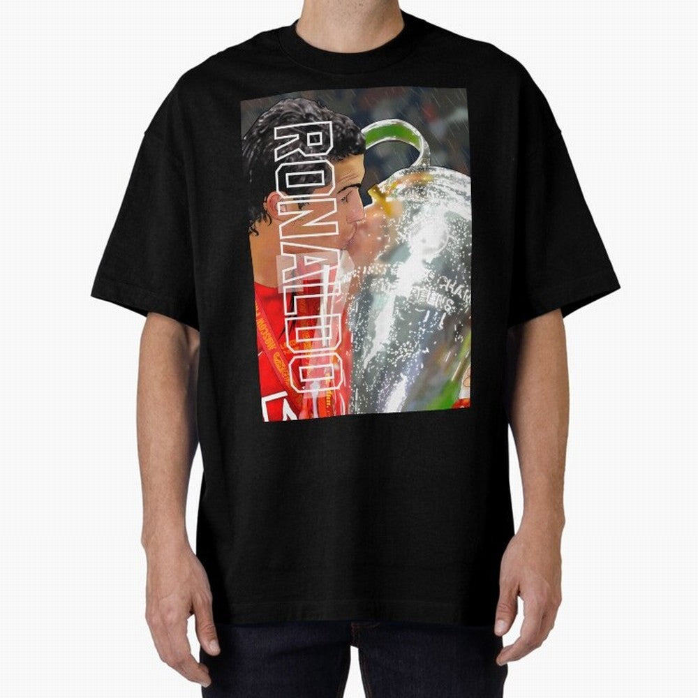 Cristiano Ronaldo ¨C 2008 Manchester United Champions League Glory Artwork by GrizzlyGFX Oversized T-Shirt Join the Global Buzz around Match Day Hype around FIFA World Cup 2026, Messi, Neymar and Mbappe, Portugal, Supporter Pride, Iconic