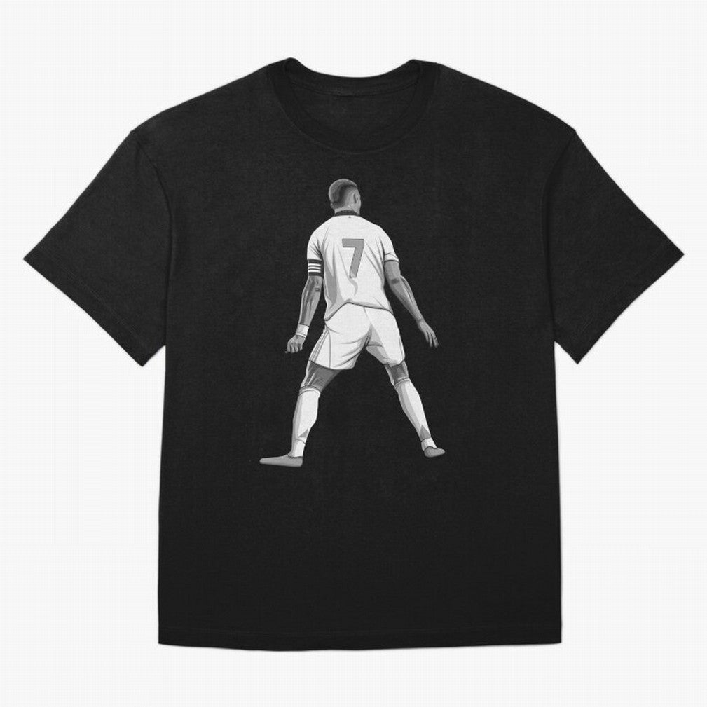 Cristiano Ronaldo Black and White Version Oversized T-Shirt Celebrate Unforgettable Nights in the FIFA World Cup 2026 Group Stage Journey through Mbappe and Neymar Highlights, Argentina, France and Brazil Pride, Classic Soccer Heritage,
