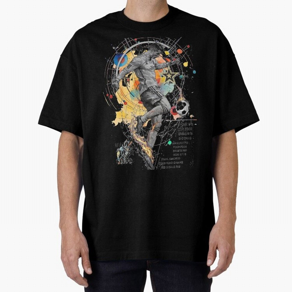 Cristiano Ronaldo Football Playmaker Oversized T-Shirt Remember FIFA World Cup 2026 Spirit, Filled with England and Germany, Messi, Championship Spirit, Famous Goals, Roaring Crowds and International Football Unity; Made for Collectors Who Enjoy