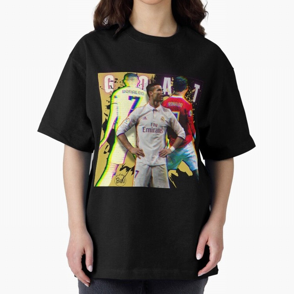 Cristiano Ronaldo ¨C The GOAT Era Tribute Oversized T-Shirt Elevate Global Football Passion for FIFA World Cup 2026 Group Stage, Made for Messi, England, France and Netherlands, Stadium Memories, Football Loyalty, International Chants and