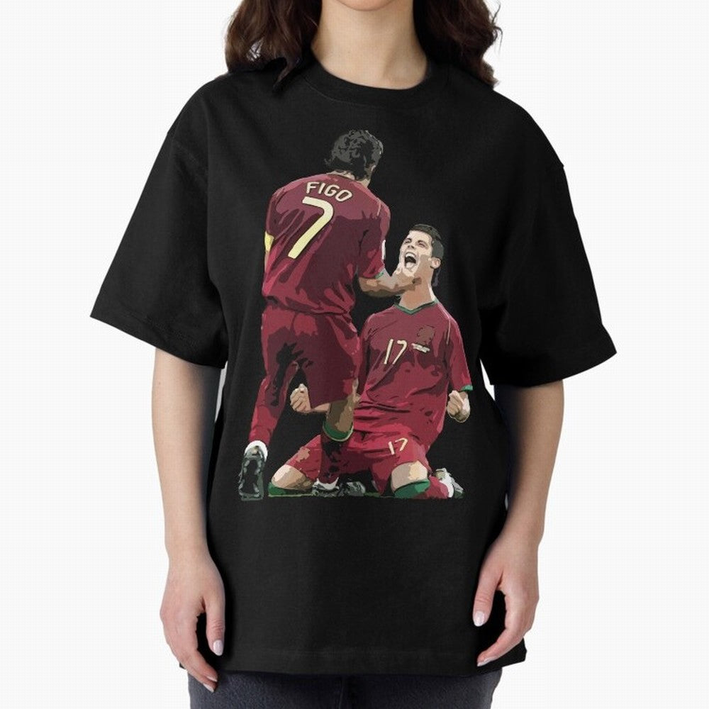 Luis Figo & Cristiano Ronaldo Oversized T-Shirt Discover FIFA World Cup 2026 USA Canada Mexico Inspired by Messi and Cristiano Ronaldo, Spain and Netherlands Energy, Worldwide Fan Energy, Dramatic Goals, Stadium Lights and Championship