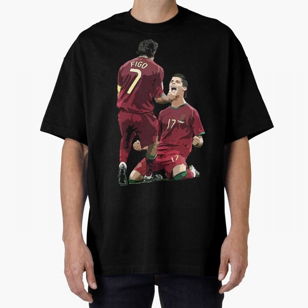 Luis Figo & Cristiano Ronaldo Oversized T-Shirt Discover FIFA World Cup 2026 USA Canada Mexico Inspired by Messi and Cristiano Ronaldo, Spain and Netherlands Energy, Worldwide Fan Energy, Dramatic Goals, Stadium Lights and Championship