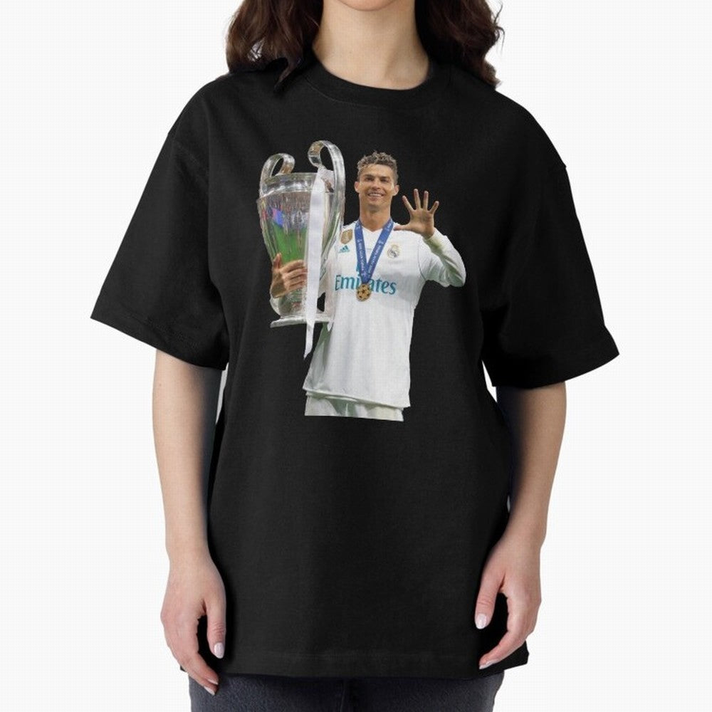 Cristiano Ronaldo with the cup Oversized T-Shirt Celebrate Unforgettable Nights in the FIFA World Cup 2026 Group Stage Journey through Cristiano Ronaldo, Haaland and CR7 Highlights, Germany Pride, Game Day Rituals, Football Legends, Country Pride