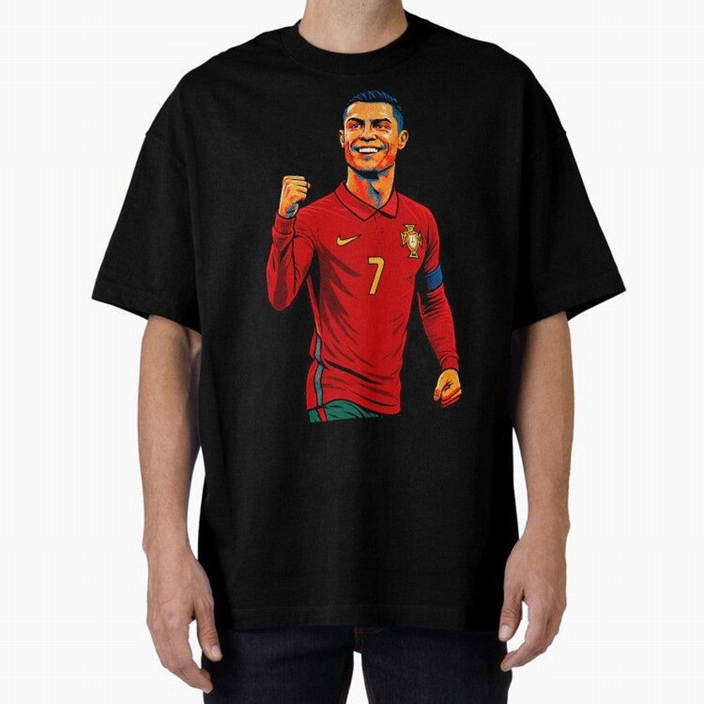 Cristiano Ronaldo Goal Pop Art Oversized T-Shirt Follow Every Goal of FIFA World Cup 2026 Spirit, with Netherlands, CR7, Global Supporter Spirit, Legendary Goals, National Colors and Tournament Celebration; Perfect for Supporters Who Want Bold