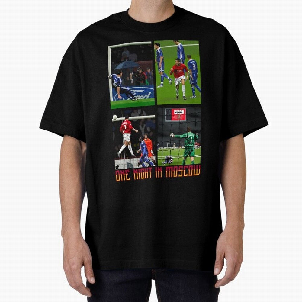 One Night in Moscow ¨C Manchester United 2008 Champions League Glory Artwork Oversized T-Shirt Celebrate National Team Dreams in FIFA World Cup 2026 Group Stage Spirit, with Netherlands, CR7 and Messi, Supporter Pride, Iconic Celebrations,
