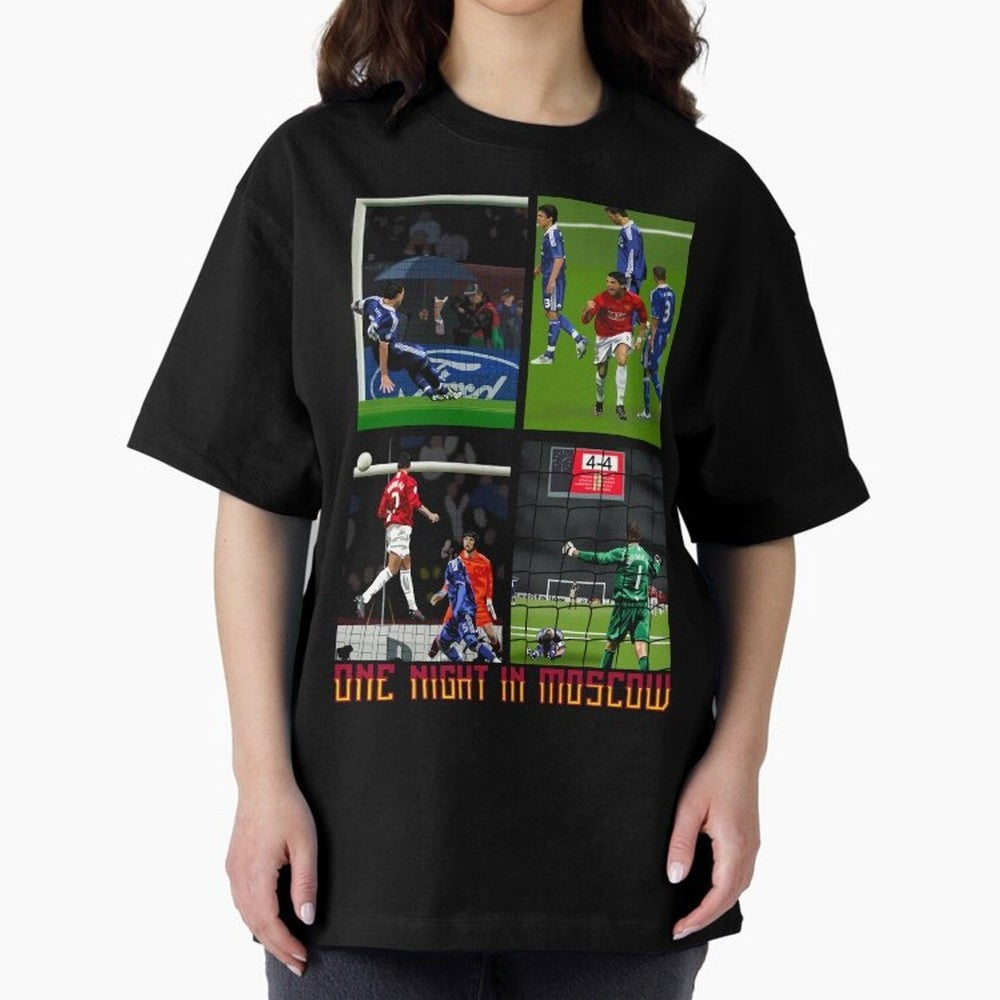 One Night in Moscow ¨C Manchester United 2008 Champions League Glory Artwork Oversized T-Shirt Celebrate National Team Dreams in FIFA World Cup 2026 Group Stage Spirit, with Netherlands, CR7 and Messi, Supporter Pride, Iconic Celebrations,