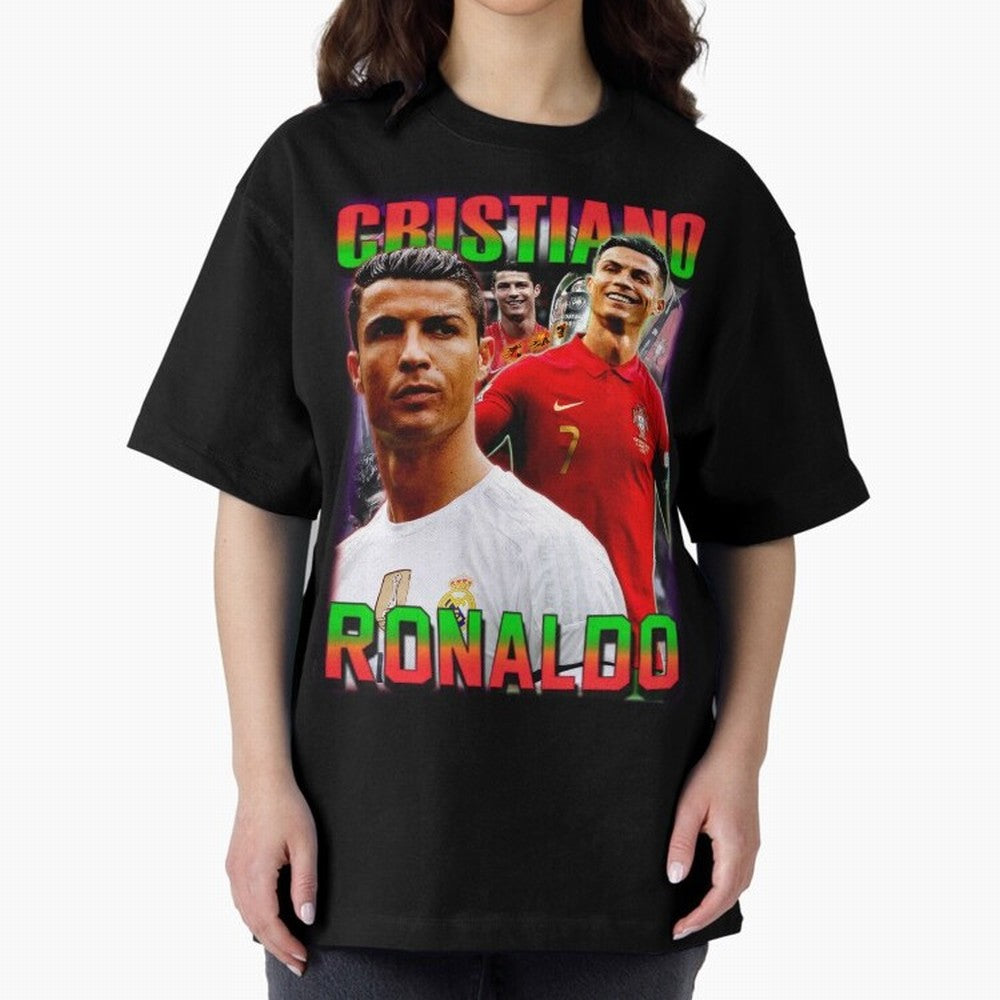 Cristiano Ronaldo Graphic Oversized T-Shirt Celebrate Unforgettable Nights in the FIFA World Cup 2026 USA Canada Mexico Journey through Mbappe and Neymar Highlights, France Pride, Football Passion, Legendary Performances, Festival Vibes and