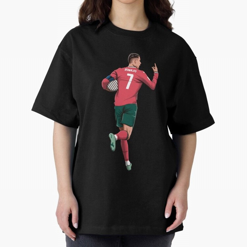 Cristiano Ronaldo Oversized T-Shirt Celebrate Match Day Hype around FIFA World Cup 2026, Messi and Cristiano Ronaldo, England, France and Netherlands, Vintage Soccer Flavor, Modern Football Stars, National Flags and Final Night Emotion; Ideal for